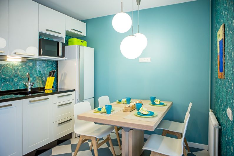 Cozinha turquesa 10 m² - Design de interiores