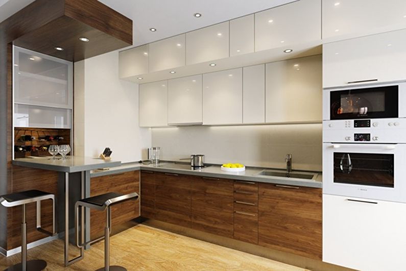 Diseño de interiores de cocina 10 metros cuadrados. - Foto