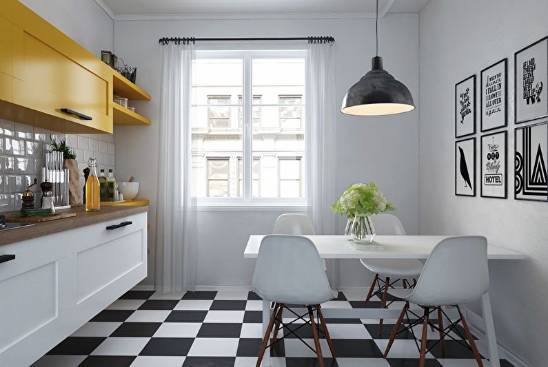 Kuhinja 10 m2 v skandinavskem slogu - notranje oblikovanje