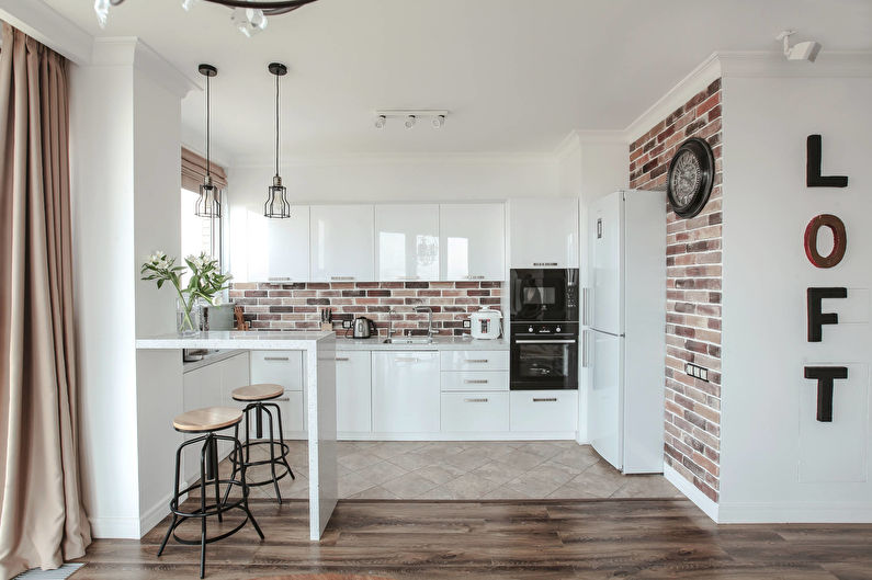 Cozinha branca de 11 m² - Design de interiores