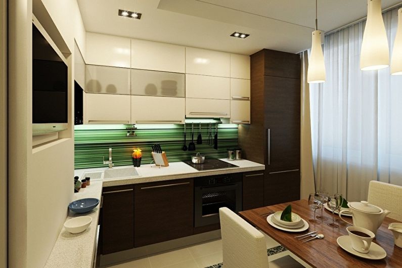 Rjava kuhinja 11 m2 - Notranje oblikovanje