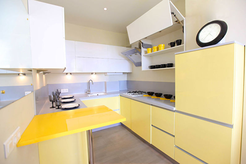 Žltá kuchyňa 12 m² - Interiérový dizajn