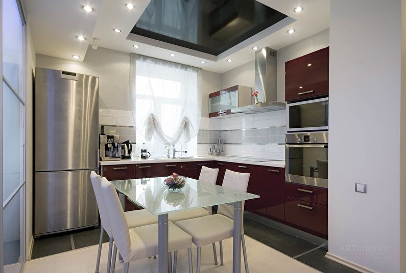 Diseño de interiores de cocina 12 metros cuadrados. - Foto