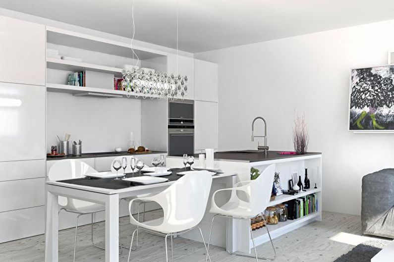 Cozinha branca de 14 m² - Design de interiores