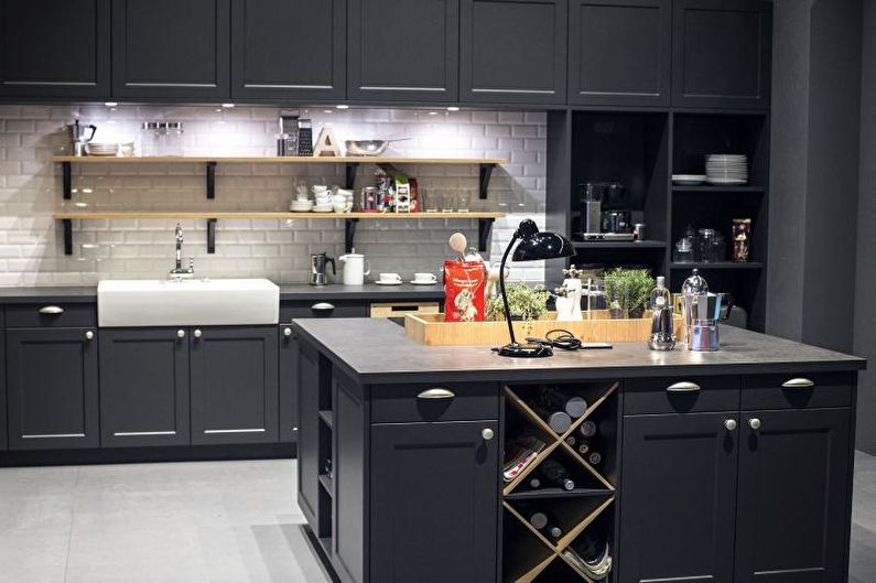 Cozinha cinza de 14 m² - Design de interiores