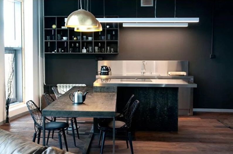 Kjøkken 14 kvm. i høyteknologisk stil - Interiørdesign
