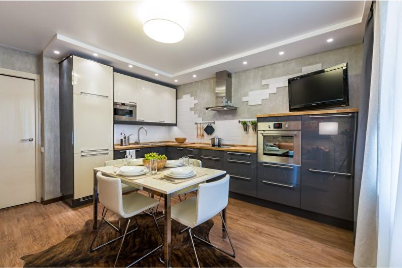 Bucătărie 20 mp într-un stil modern - Design interior
