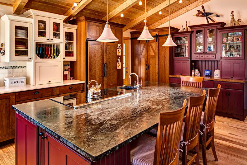 Bucătărie roșie 20 mp - Design interior
