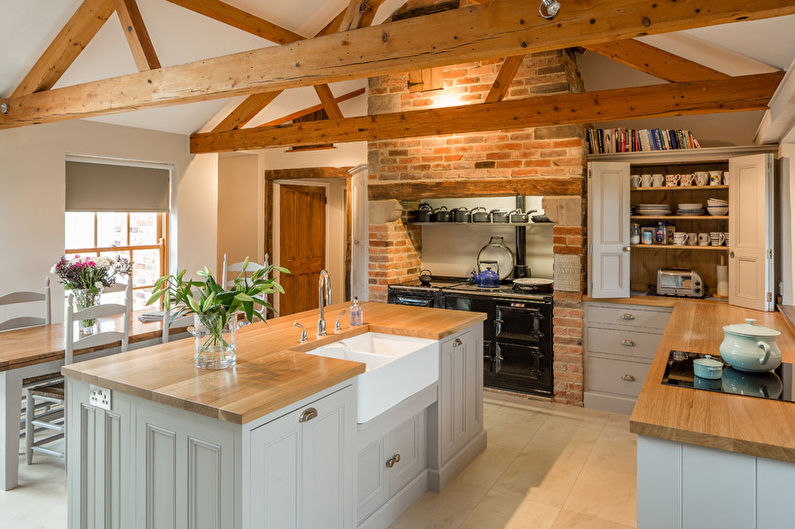 Kjøkken 20 kvm landlig stil - Interiørdesign