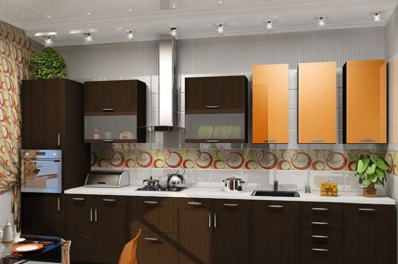Kuhinjsko oblikovanje 3 x 4 metre - razsvetljava in dekor