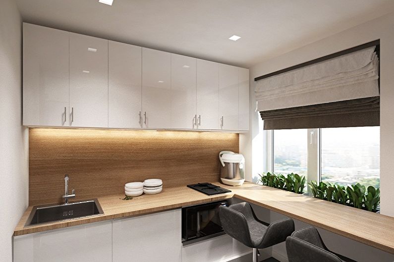 Cozinha 4 m² no estilo do minimalismo - design de interiores