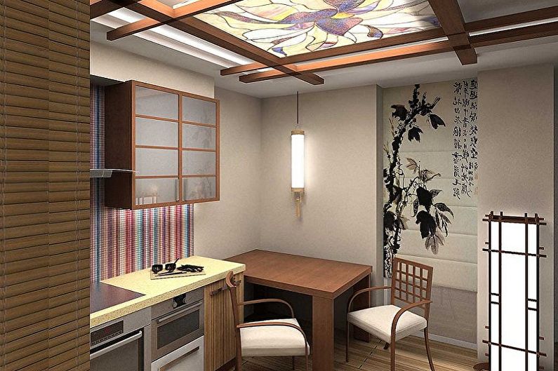 Cocina 4 metros cuadrados. Estilo japonés - Diseño de interiores
