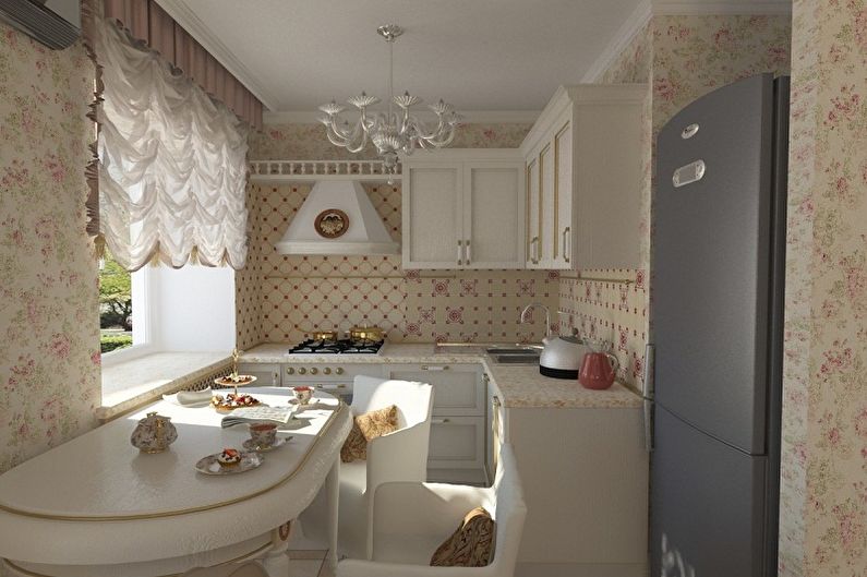 Diseño de interiores de cocina 4 metros cuadrados. - Foto