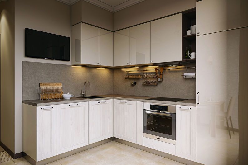 Bucătărie albă 6 mp - Design interior