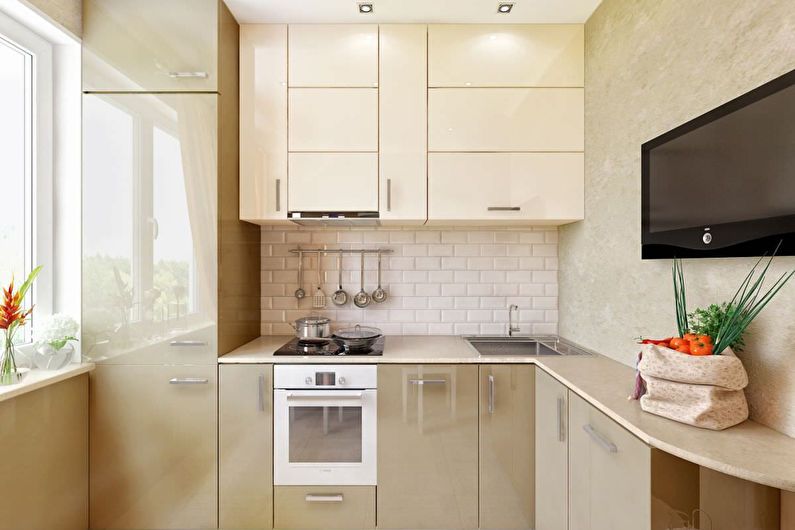 Bucătărie bej 6 mp - Design interior
