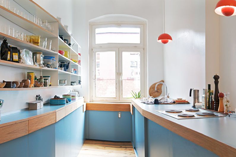 Modrá kuchyňa 6 m2 - Interiérový dizajn