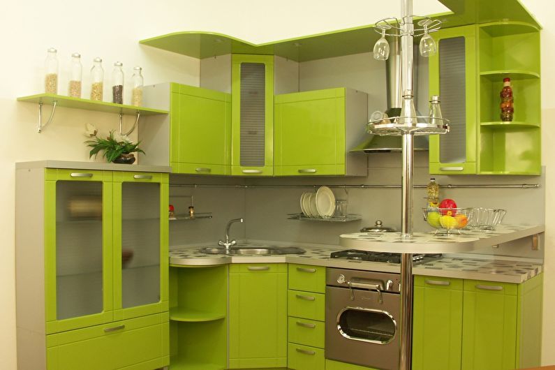 Cocina verde 6 metros cuadrados. - Diseño de interiores