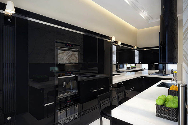Čierna kuchyňa 8 m2 - Interiérový dizajn