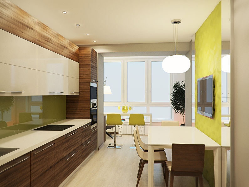 Kuchynský dizajn 9 m2 s balkónom