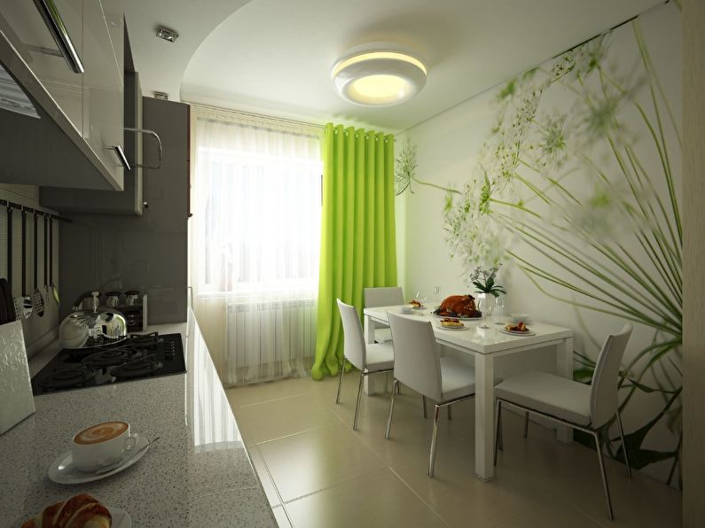Projeto da cozinha 9 m². em um estilo moderno