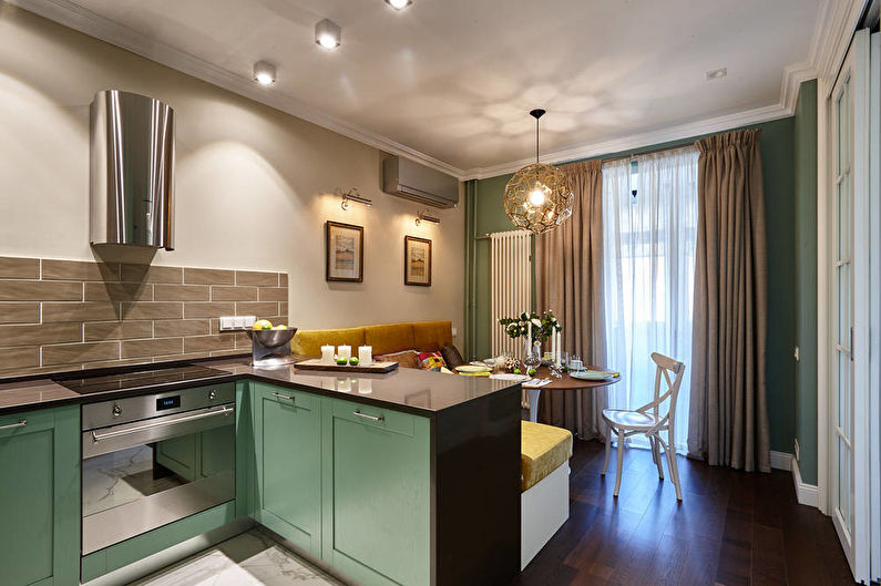 Kök -vardagsrumsdesign i en liten lägenhet - Proportioner