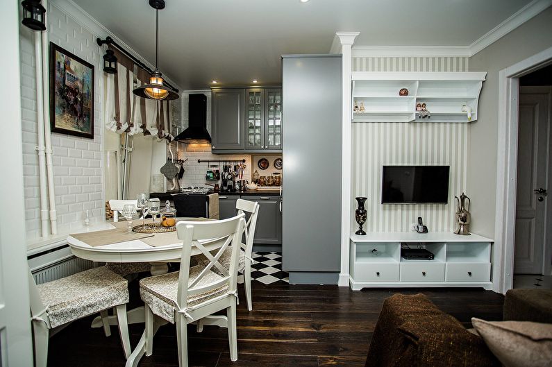 Klasická kuchyňa - obývacia izba - interiérový dizajn