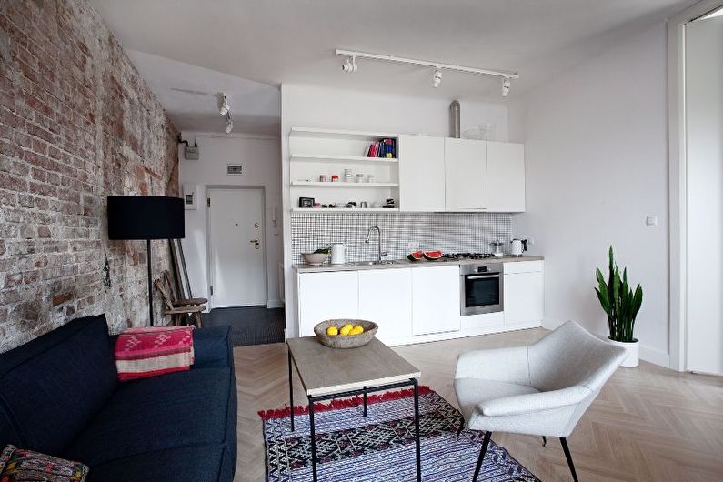 Diseño interior de una cocina-sala de estar en un apartamento pequeño - foto