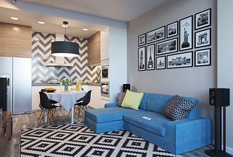 Interiérový dizajn malej obývačky v modernom štýle - foto