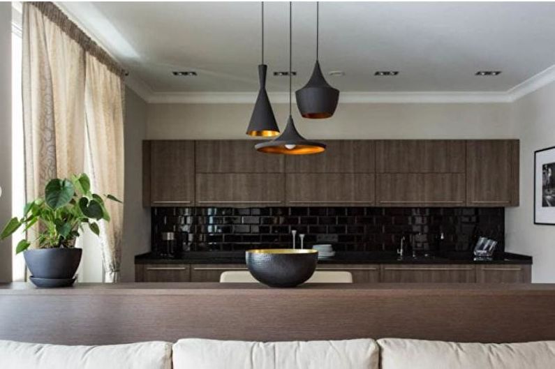 Design av kjøkken -spisestue - sonering av møbler