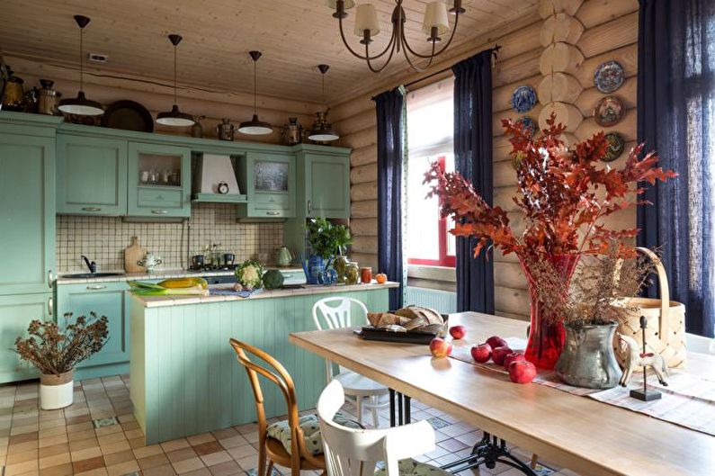 Grønt kjøkken -spisestue - interiørdesign