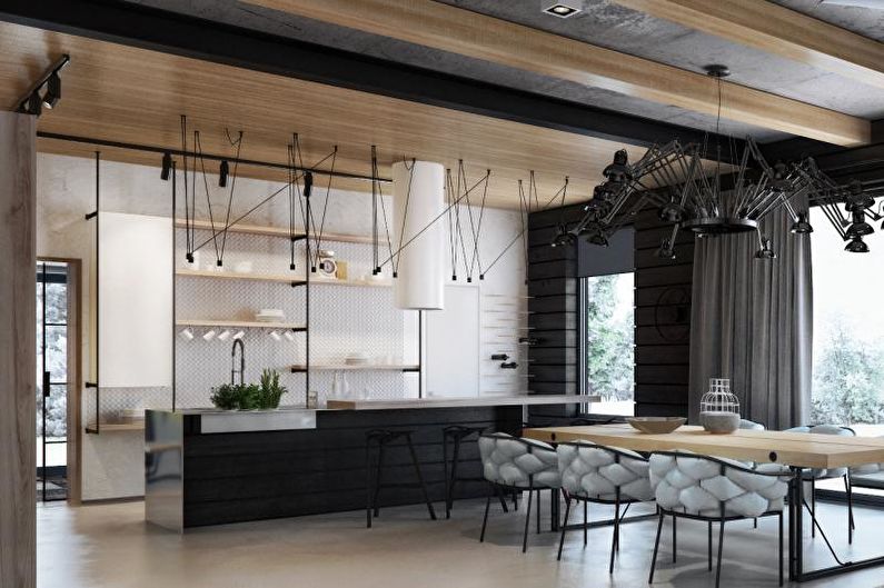 Kuchyňa -jedáleň v modernom štýle - interiérový dizajn