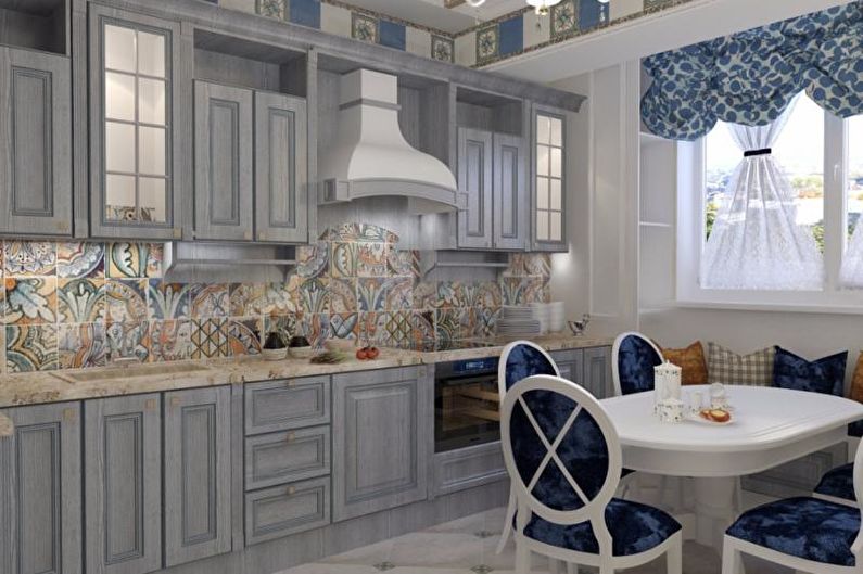 Kuchyňa s jedálňou v štýle Provence - interiérový dizajn