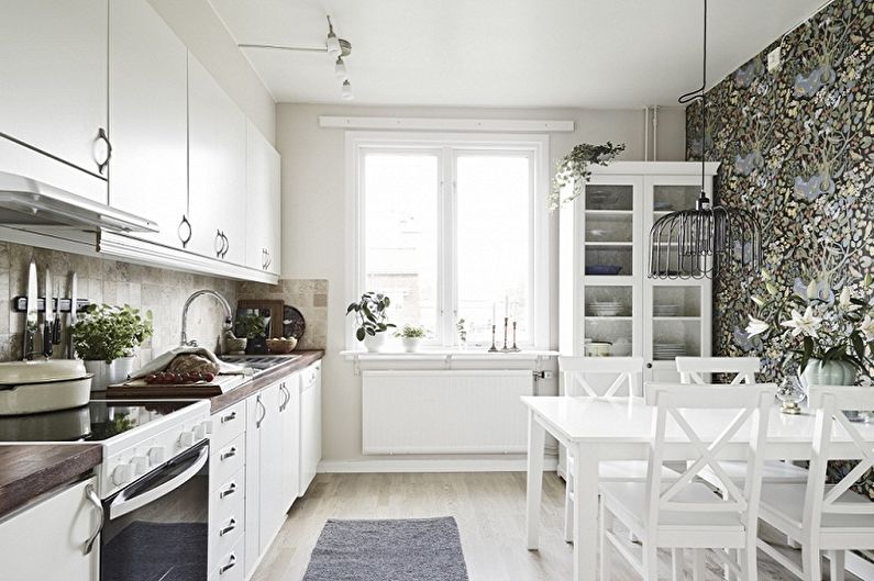 Design de cozinha de estilo escandinavo - acabamento de teto