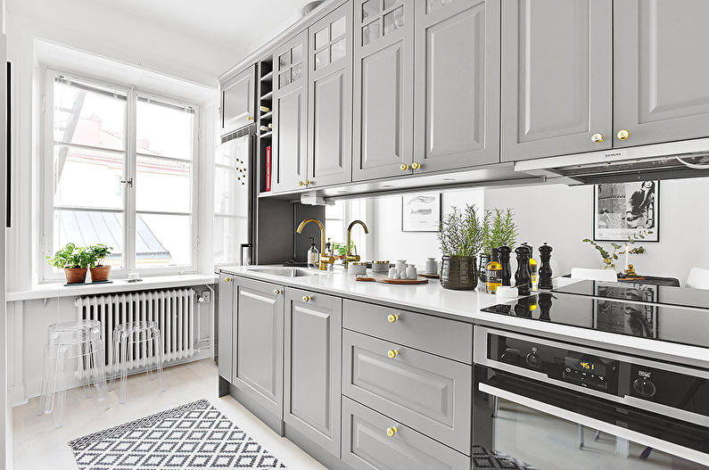 Cocina gris escandinava - diseño de interiores