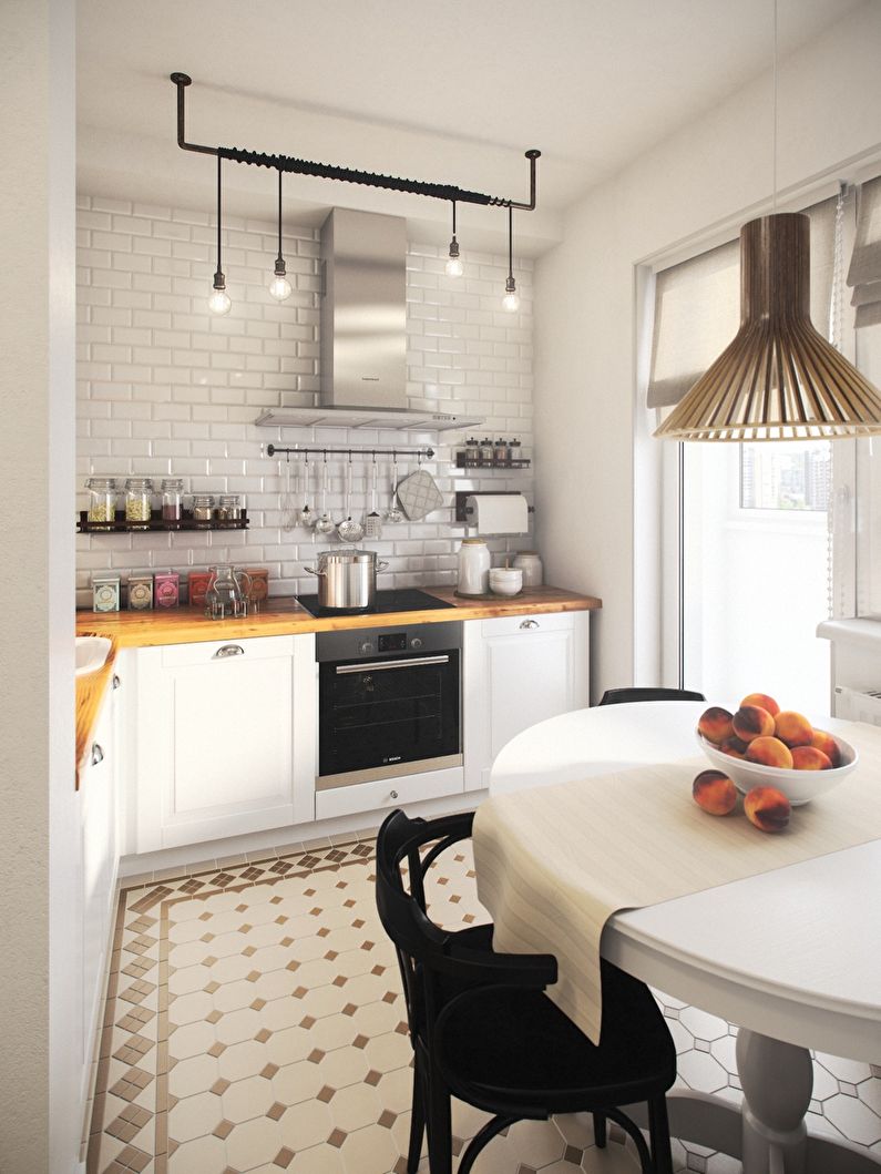 Cocina blanca de estilo escandinavo - diseño de interiores