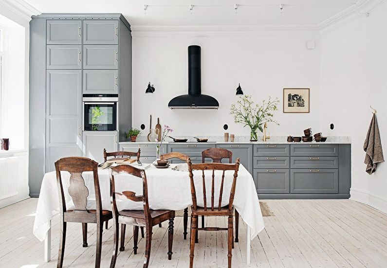 Projekt kuchni w stylu skandynawskim - szary zestaw kuchenny