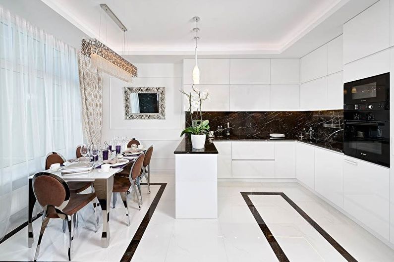 Cocina blanca Art Deco - Diseño de interiores