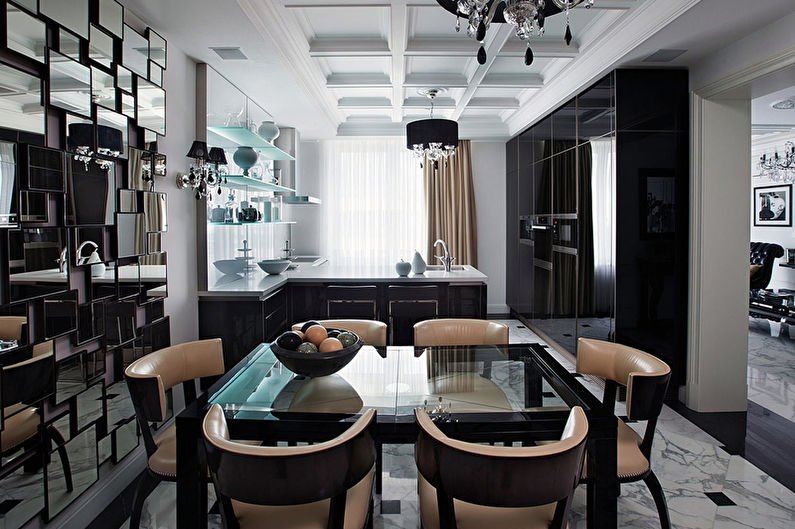 Art Deco svart kjøkken - interiørdesign