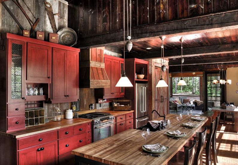 Design interior bucătărie în stil rustic - fotografie