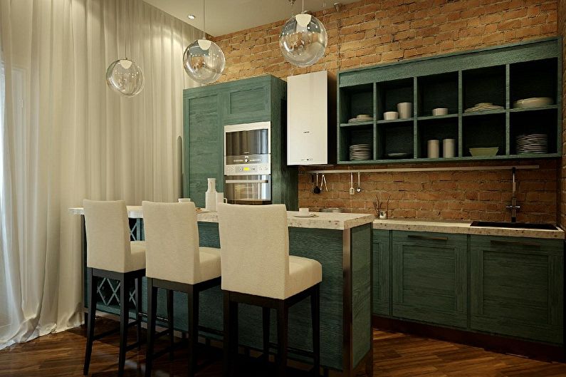 Kuchyňa v štýle zeleného podkrovia - interiérový dizajn