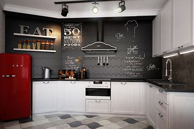 Interiér kuchyne v štýle podkrovia - foto