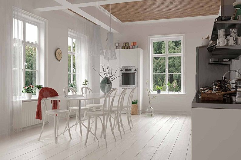 Kuchyňa v štýle bieleho podkrovia - interiérový dizajn