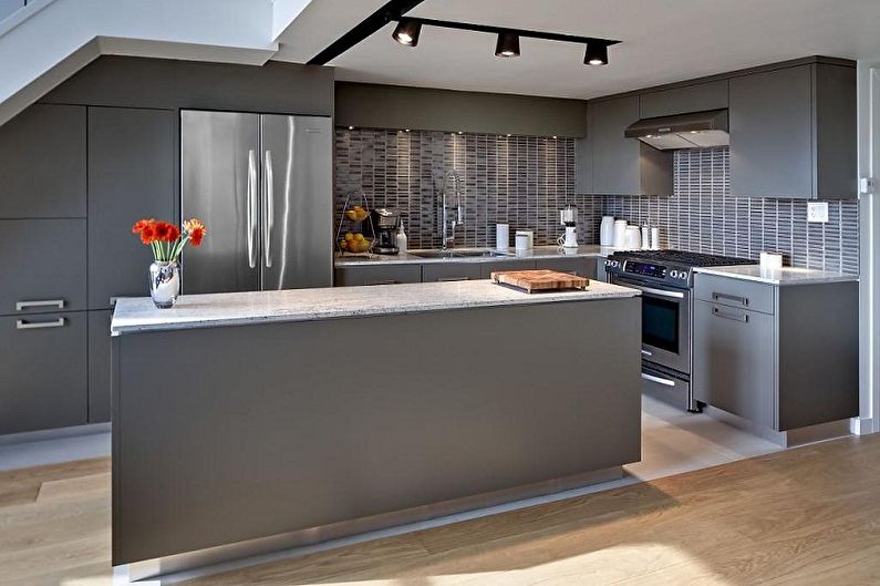 Kuchyňa v štýle sivého podkrovia - interiérový dizajn