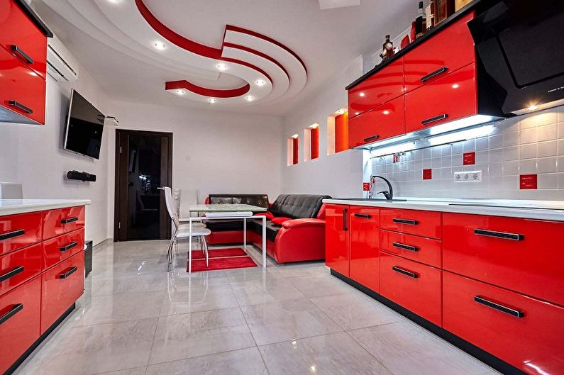 Rött kök i minimalismens stil - Inredning