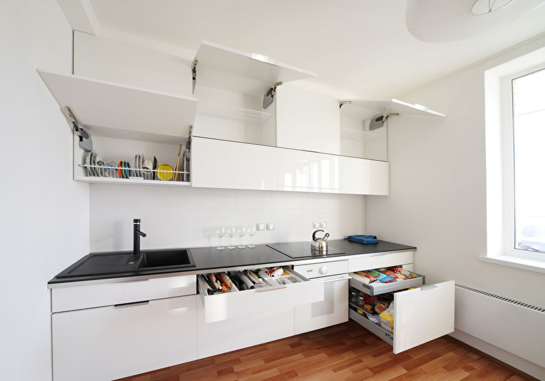 Sisteme de depozitare - design minimalist de bucătărie