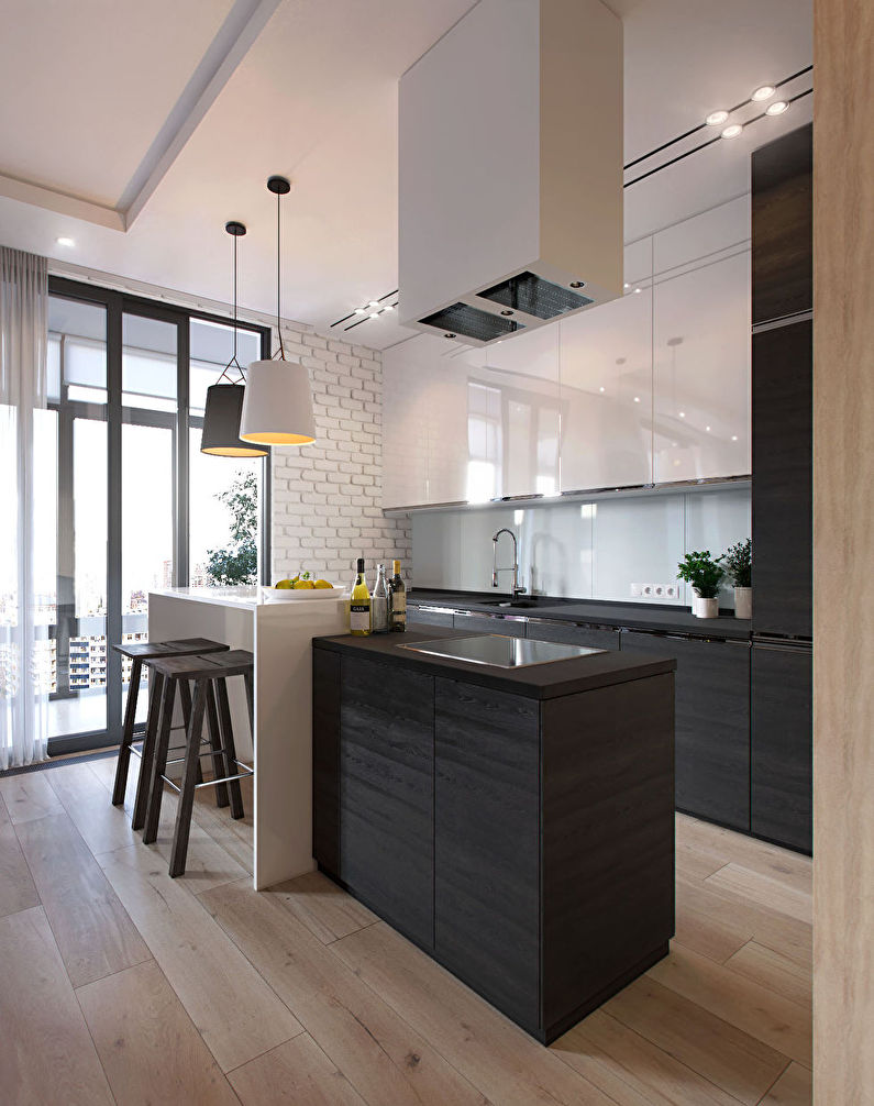 Design av ett litet kök i stil med minimalism - foto