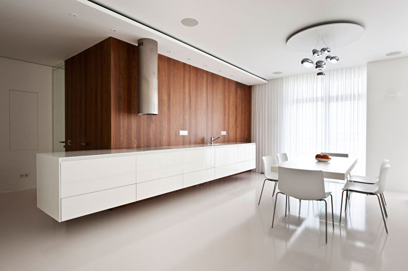 Prostorna minimalistična zasnova kuhinje - fotografija