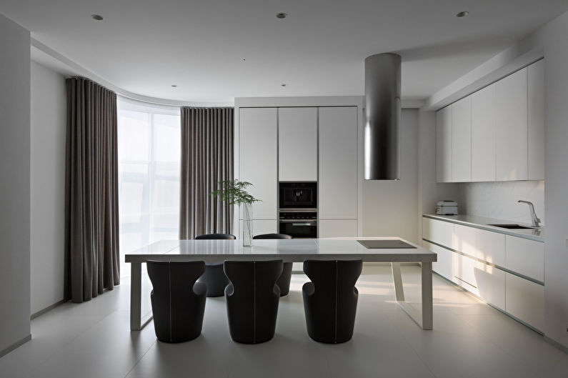 Bucătărie albă în stilul minimalismului - fotografie