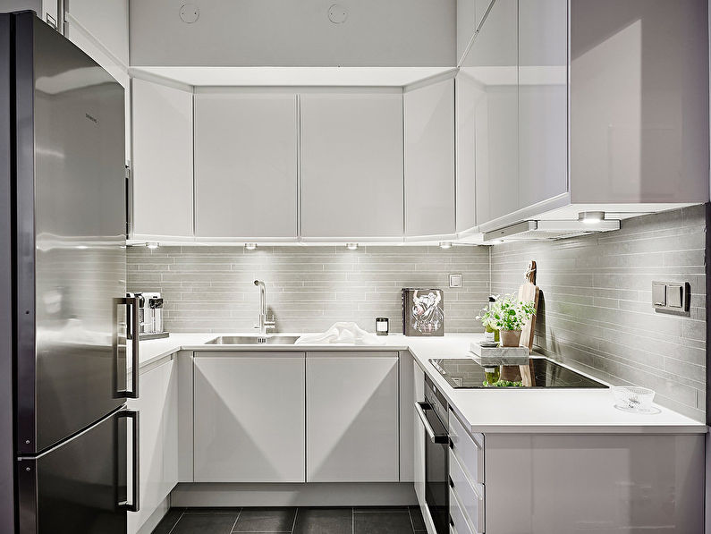 Design minimalist de bucătărie pe colț - fotografie