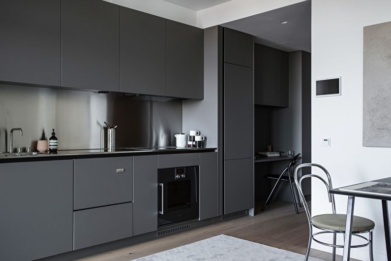 Bucătărie gri în stilul minimalismului - fotografie